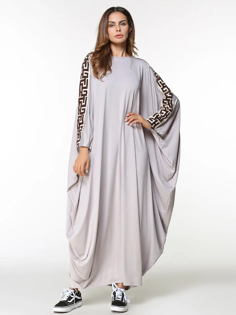 R185261 # Мозаика мусульманских Для женщин Мода Бат рукава платья и Ближнем Востоке Аравия платья Musulman Вышивка рукава халаты Abayas