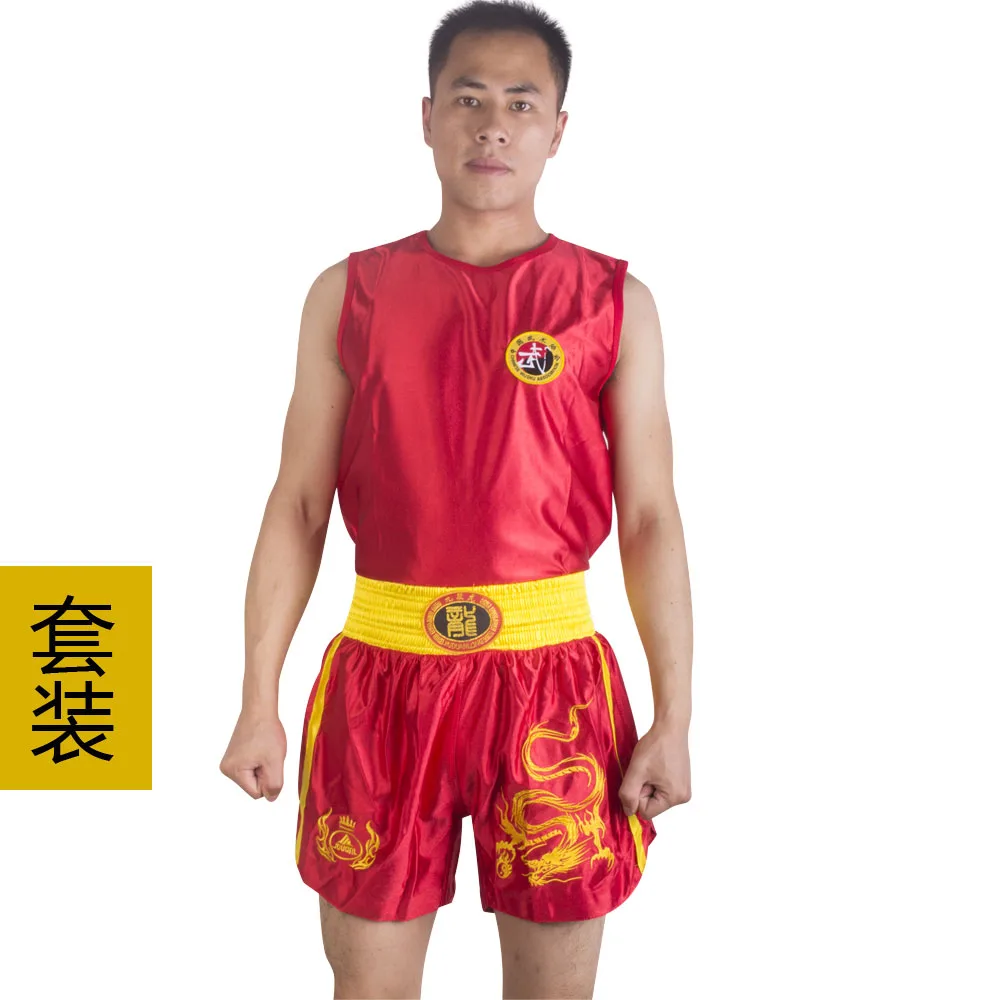 MMA боксерские трусы Муай Тай костюмы для мужчин и детей Kungfu Wushu боевые штаны Санда шорты - Цвет: T-shirts and shorts