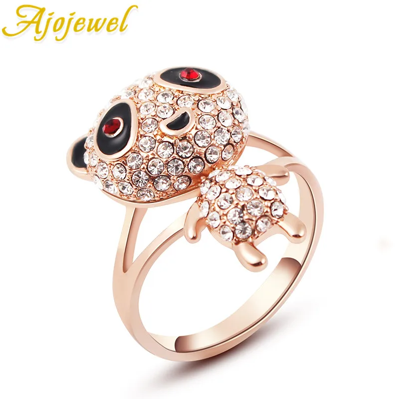 Ajojewel Размеры 6 5 8 9 с милой пандой Новое модное кольцо животным для женщин полный