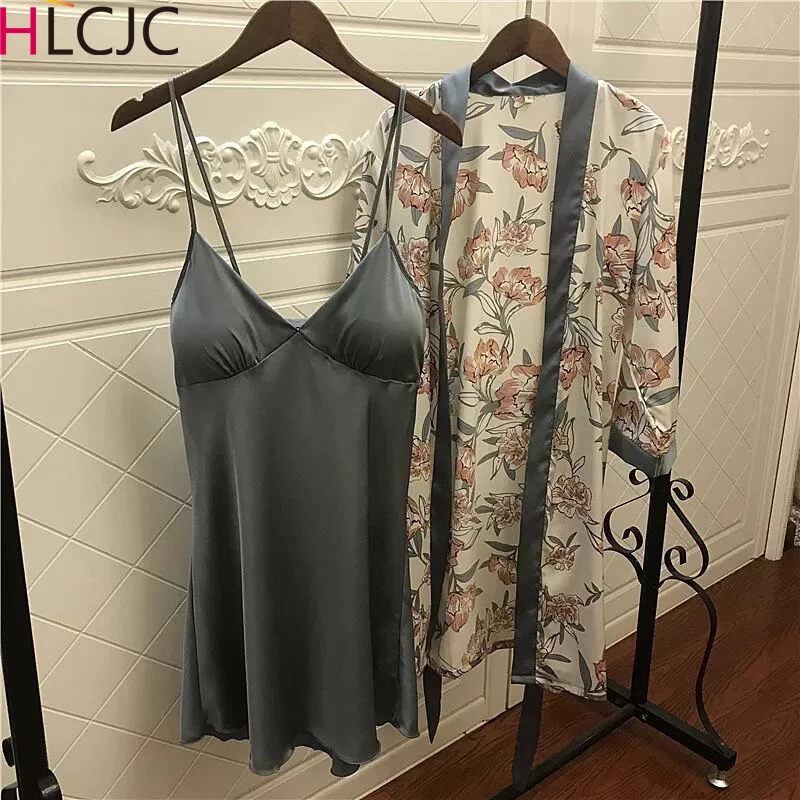 

Pajamas Sets Night Gown Robe Set Womens Nighty for Ladies Silk Dressing-gown Nightgown Nightwear Female Satin Lingerie Robe Sexy