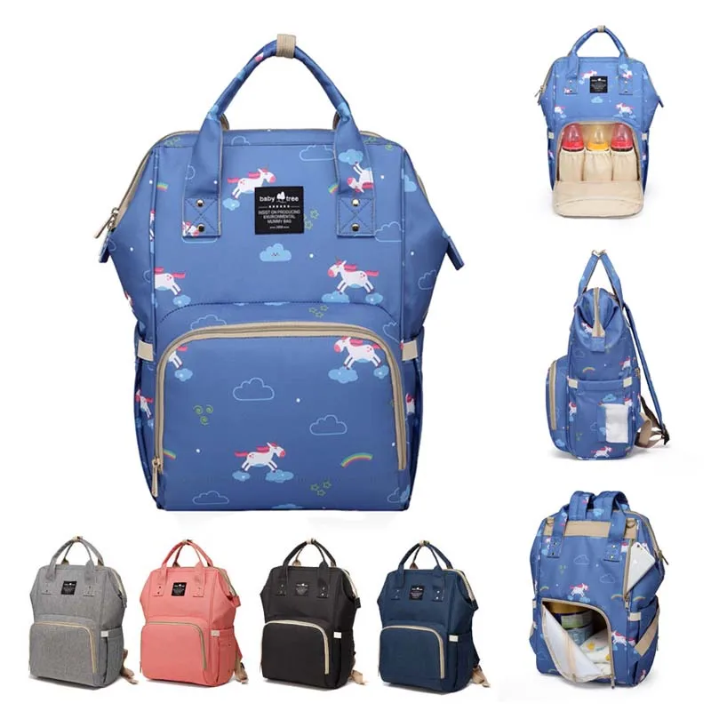 

Babytree Portable Nappy Bag Large Capacity Waterproof Mum bag Diaper Solid Multiple Backpack Bag FashionTravel Nursing Bag