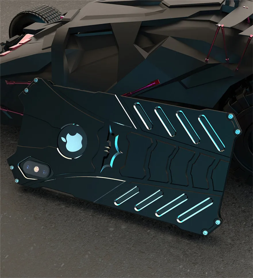 For iPhone XS Max Case Original R-JUST Batman Armor Aluminum Metal For iPhone X XS XR Case Shockproof Coque (10)