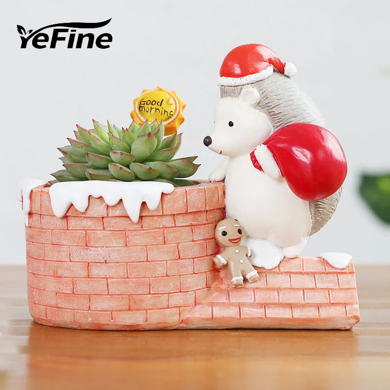 

YeFine Arts And Crafts Cartoon Succulent Planter Pot Resin Creative Handicraft Animals Home Decor Flower Pots Christmas Gifts