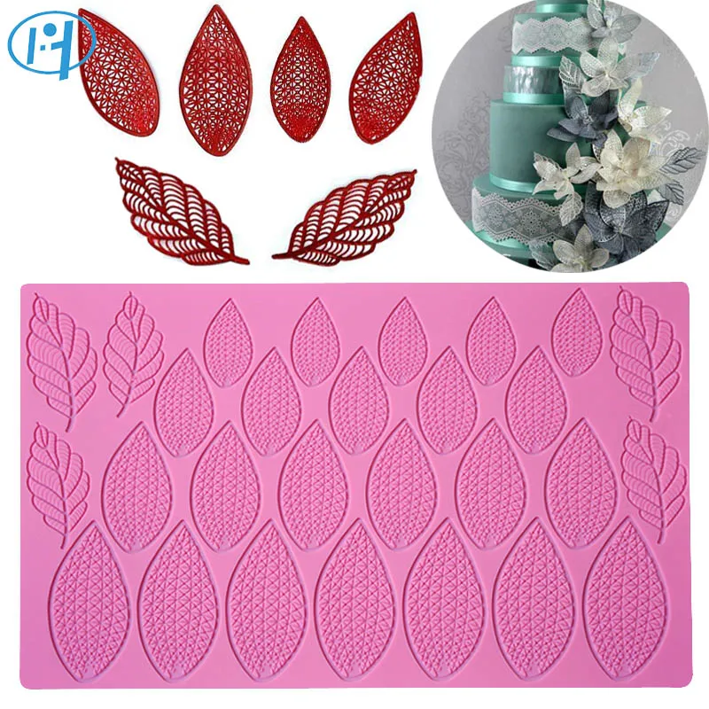 

Large Size Fantasy Flower Petal and Leaves Cake Silicone Mat Wedding Fondant Silicone Lace Mold Lace Mat Cake Decoration Mold