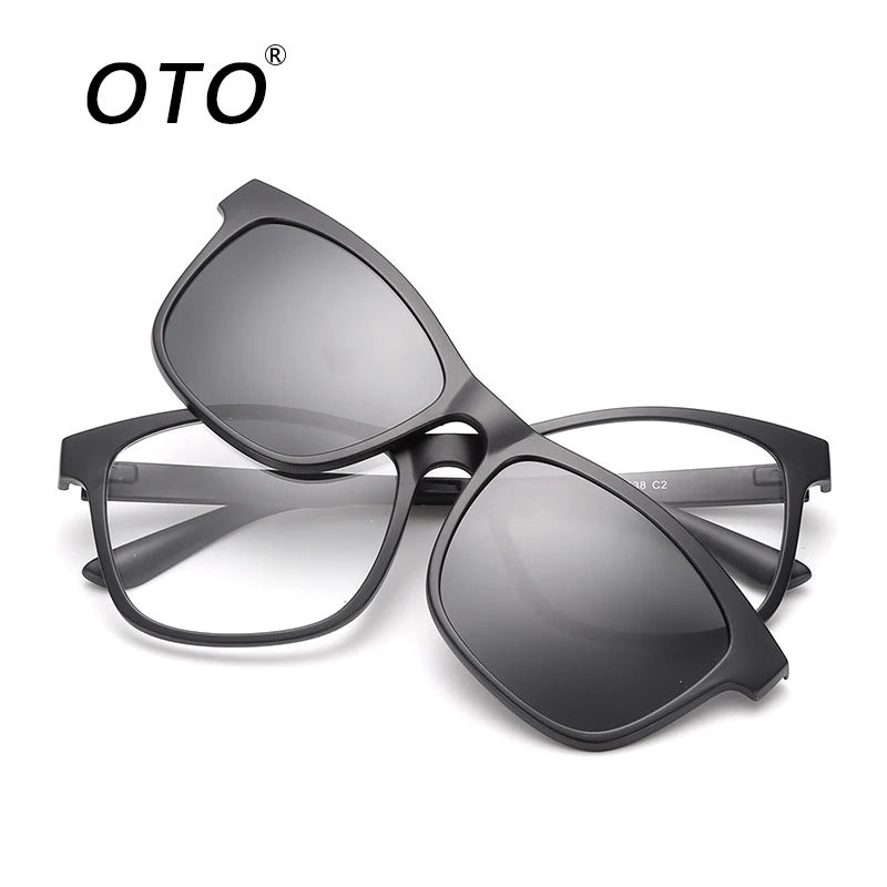 OTO Men's Polarized Sunglasses TR90 Frame Clip Detachable