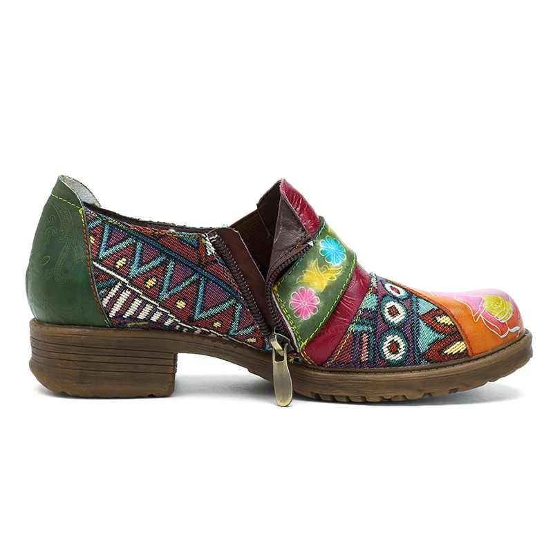 Mstacchi Chaussures Rétro Jaune Jacquard Femme Plat Véritable Casual Cuir Côté Zip Femmes Patchwork Bohème Dames 2019 Vintage Appartements SwxvqASOr