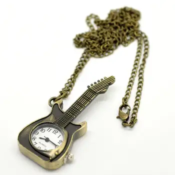 

Hot Selling 2017 Fashion Guitar Shape Pocket Quartz Keyring Watch keychain Pendant Gifts Levert Dropship 503