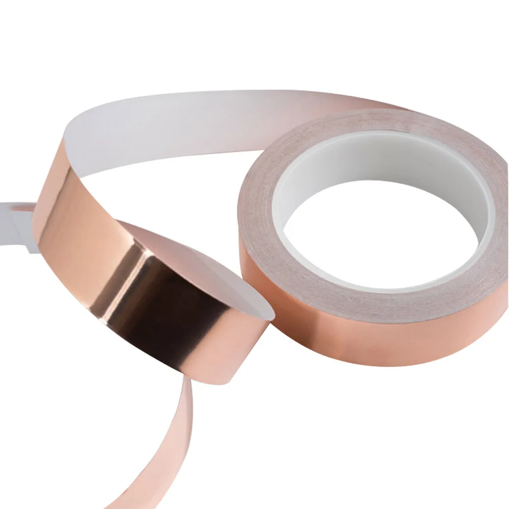 

50 Meters Single Side Conductive Copper Foil Tape Strip Adhesive EMI Shielding Heat Resist Tape 3mm 6mm 8mm 12mm