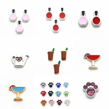 

Hot selling 10pcs/lot nail polish goblet floating charms living glass floating memory locket charms jewelry