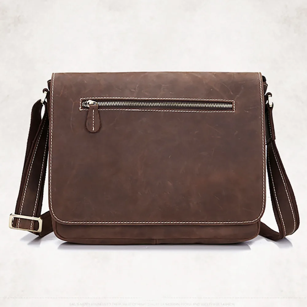 Fashion Men Crazy Horse Cowhide Genuine Leather Briefcase Business Bag Brand Famous Casual Cross Body Messenger Shoulder Bag New genuine leather men business handbag laptop tote cross body briefcase brand famous crazy horse cowhide messenger shoulder bag