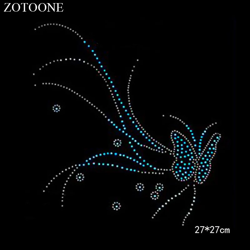 ZOTOONE бабочка цветок Artesanato Кристаллы горячей фиксации наклейки со стразами для одежды платье Шитье стразами стразы аппликация E - Цвет: 51