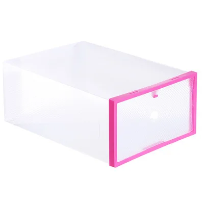 Multi-Purpose Dust-Proof Shoes Box Home Creative Foldable Drawer Storage Boxe Combination Transparent Environmental - Цвет: Pink1pcs