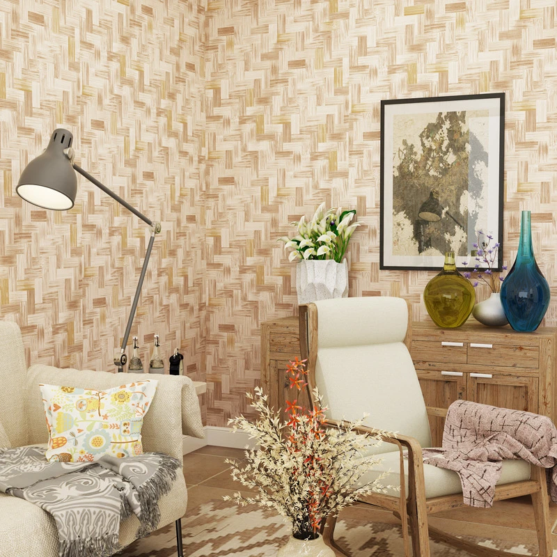 

Wallpapers Youman Modern Chinese PVC Solid Color Minimalist Vinyl Plain Imitation Straw Bambo Wallpaper Study Restaurant Bedroom