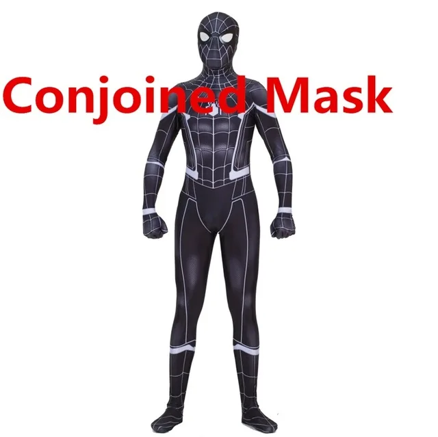 Черный карнавальный костюм Человека-паука с 3D-принтом venom Symbiote Homecoming Spider-man, костюмы Человека-паука из лайкры для мужчин и мальчиков, для взрослых детей - Цвет: Attached Mask