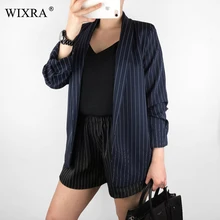 Wixra весенне-осенний стильный полосатый Блейзер темного цвета, базовый Повседневный свободный блейзер с длинным рукавом высокого качества для девушек, новинка