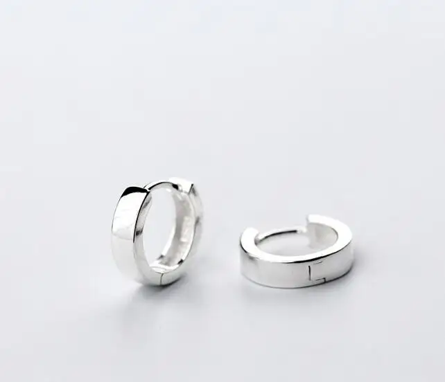 

(Small 10MM Diameter )High Polished Hoop Huggie earrings 100% Real. Sterling Silver 925 Fine Jewelry gtle1870