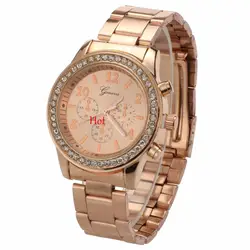 Модные Бизнес Кварцевые женские часы для женщин кристаллы наручные часы нержавеющая сталь Аналоговые вечерние Relogio Feminino