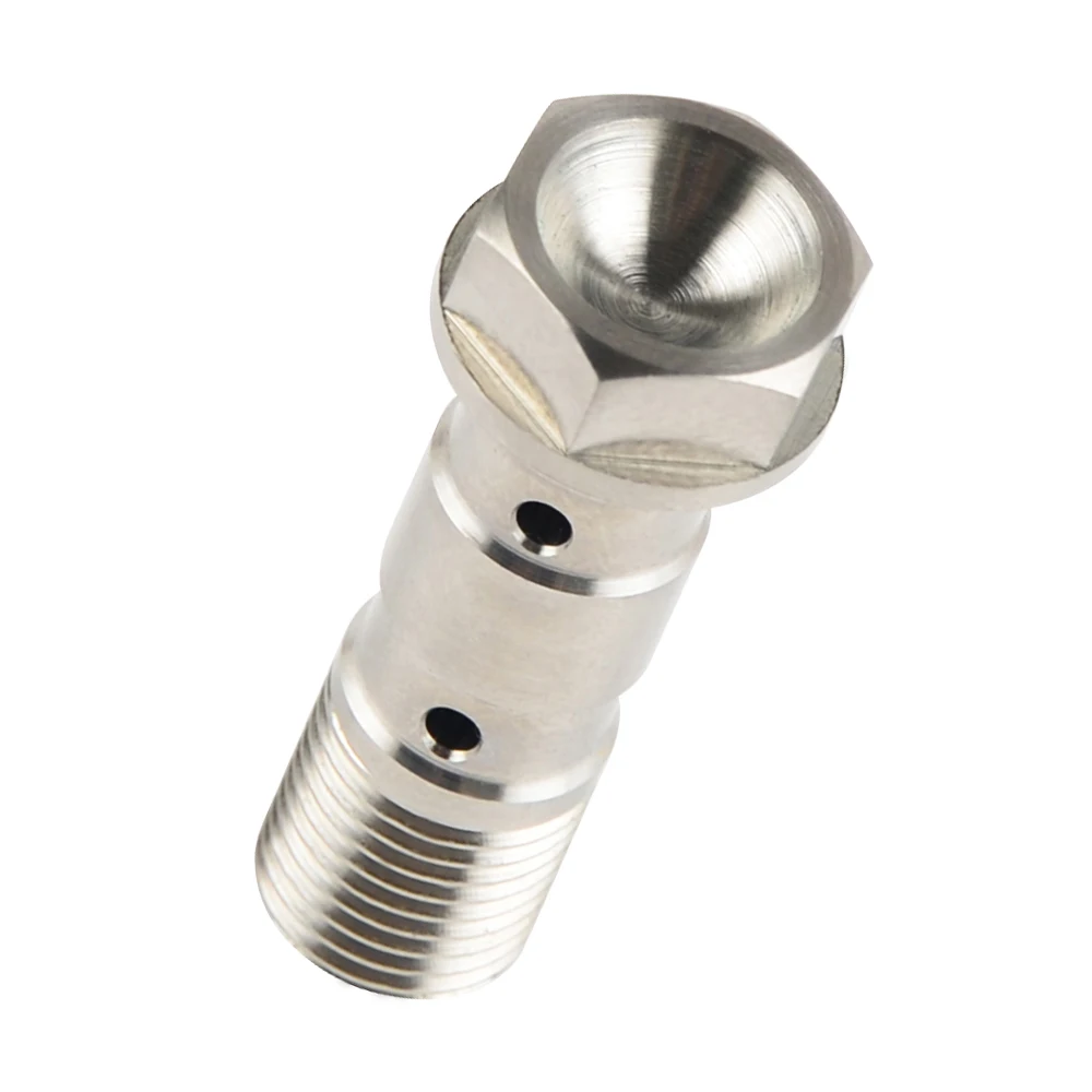 

NICECNC Titanium Alloy Double Banjo Bolt M10 x 1.0x30mm Pitch Thread For Brembo Dual Brake Line Hydraulic Brake ATV Motorcycle