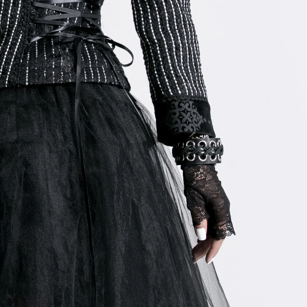 

Punk Rave gothic lolita cosplay party rock black Lace gloves one pair LS037