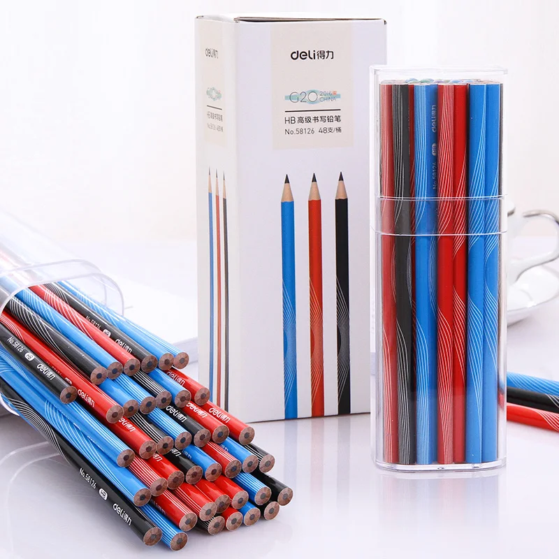 1Pack 48Pcs HB Standard Wood Pencils Beautiful Colors Round Shaped