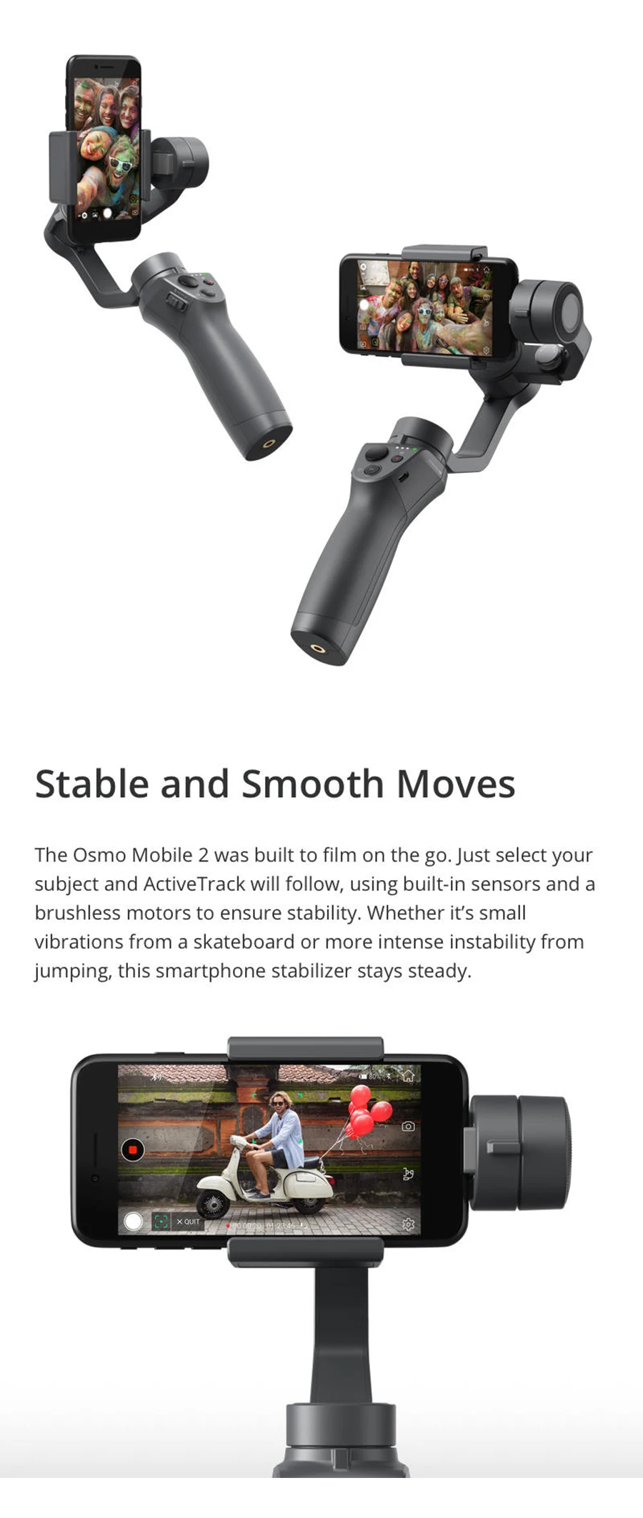 DJI Osmo Mobile 2 ручной карданный 3-осевой Карманный шарнирный стабилизатор для камеры телефона стабилизатор для iPhone 8X samsung huawei Xiaomi гладкая