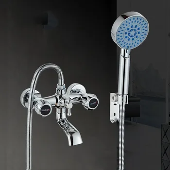 

Bathroom Shower Faucet with Handheld Shower Head,Bathtub Faucet Cold and Hot Water Mixer Tap Brass Chrome