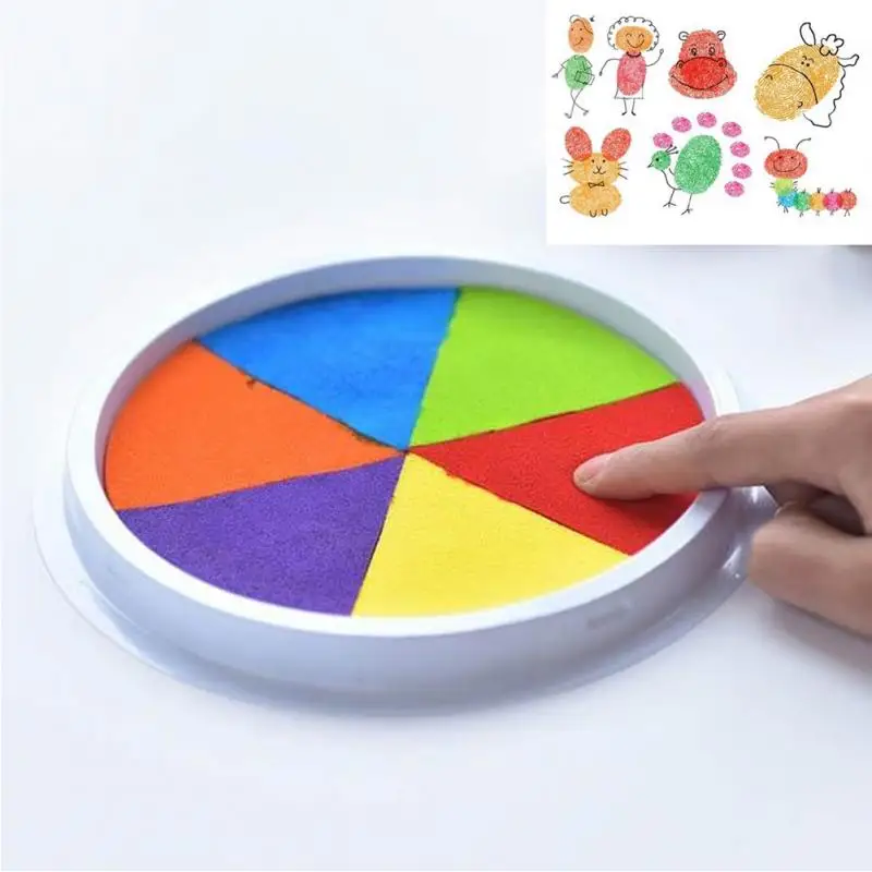 

Children Drawing Toy Multicolor Hand Finger Painting Colored Craft Inkpad Pigment Plate DIY Graffiti Kids Drawing Toy #2