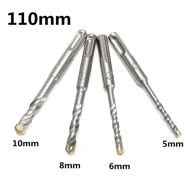 DWZ 110mm 5/6/8/10 mm SDS Plus Masonry Crosshead Twin spiral Hammer Drill Bits