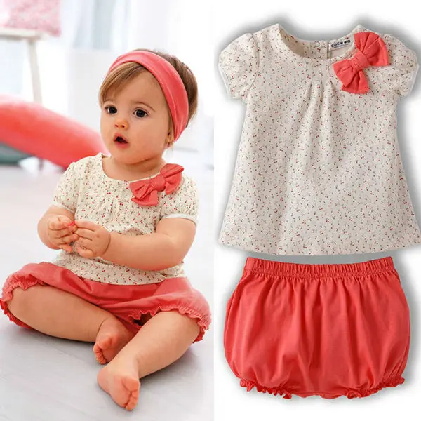 2017 Hot Selling Baby Girl Clothes Suit Cherry Dots T Shirt Tops