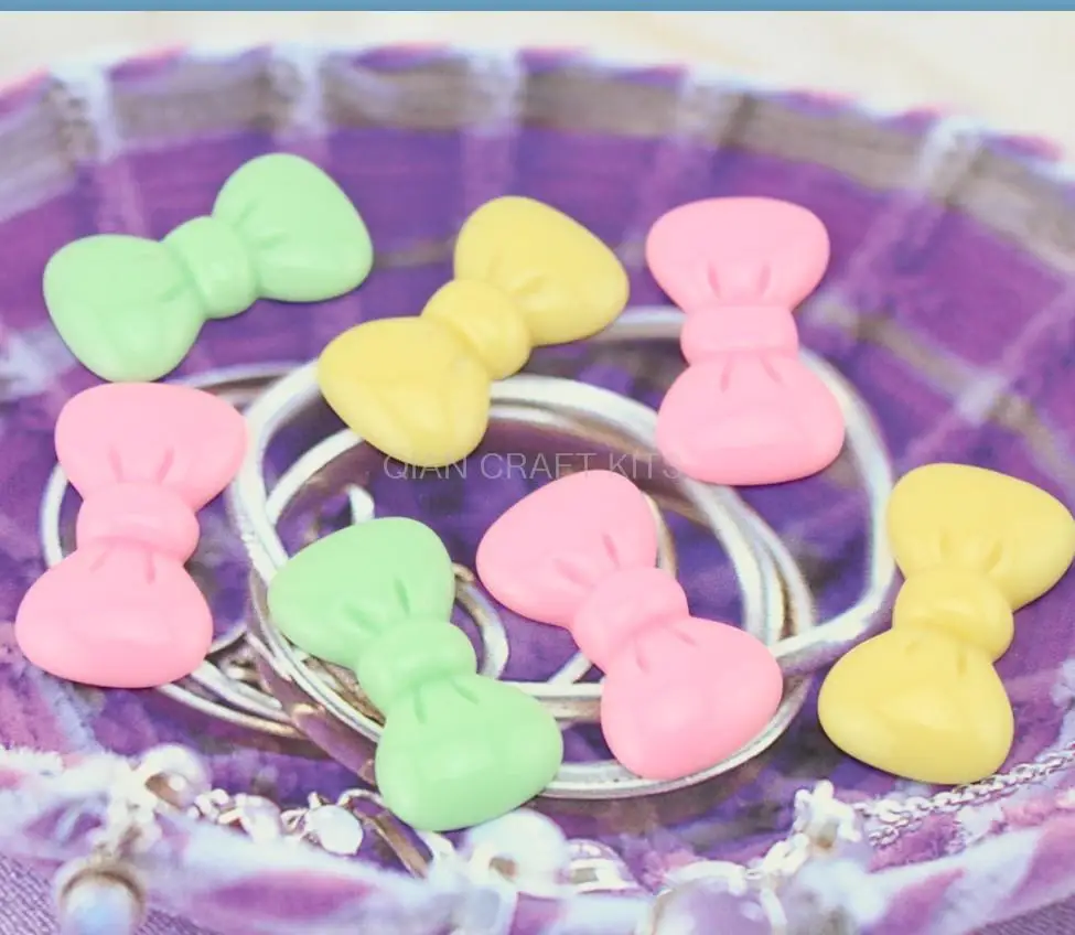 

10pcs resin big Kawaii rein bow Cell phone decor cabochon embellishment for diy jewelry making 31mm patel color big bowknots