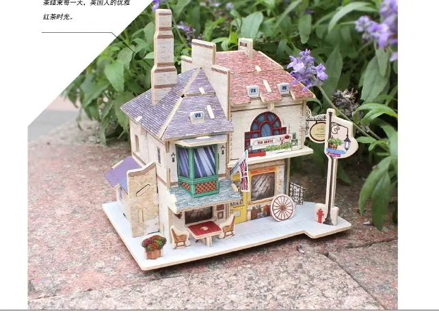 

Robotime DIY Mini British Tea House Wooden Puzzle Handmade Miniature F135