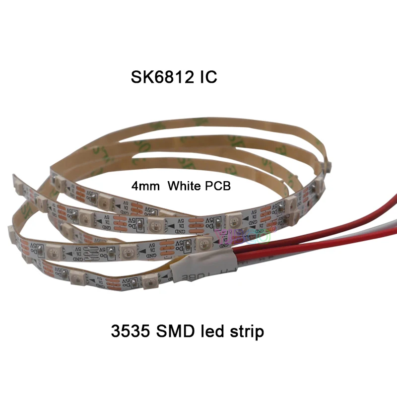 1 м DC5V 4 мм/5 мм/7 мм PCB прибор приемно-SK6812 5050 SMD 3535 RGB гибкий светодиодный полосы 60/144 пикселей/м IP30 светодиодный полосы