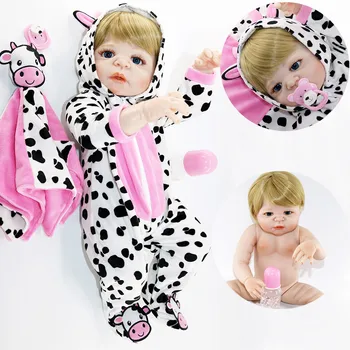 

Bebes reborn 23"57cm full silicone vinyl reborn baby girl dolls blond wig can bathe toy NPK dolls boneca reborn
