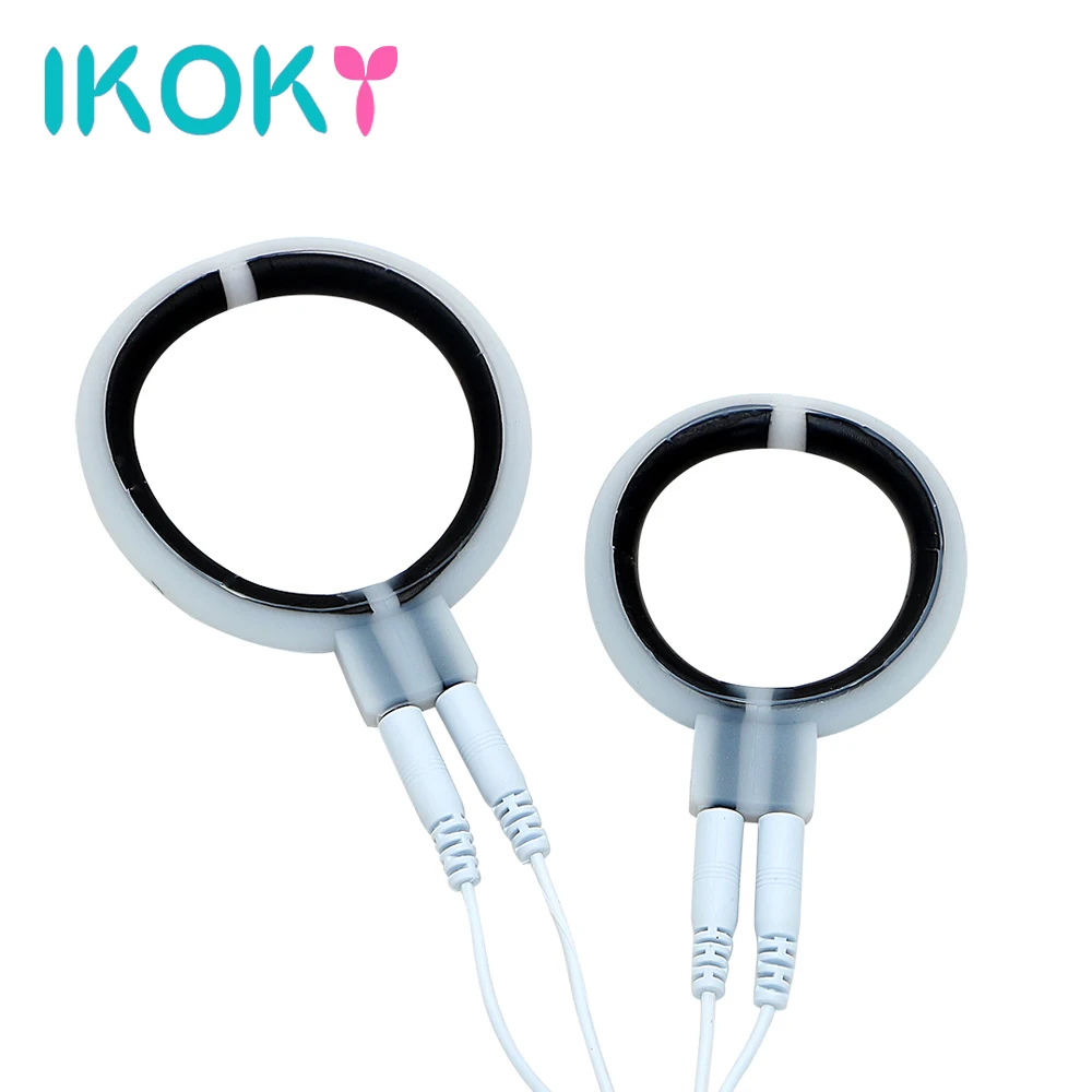 IKOKY Кольца для пениса с электрическим током секс игрушки мужчин мужской