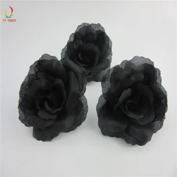 

100pcs Artificial Flowers Silk Roses Heads For Wedding Decoration Party Scrapbooking 7cm black Floral Wreath Home Accessories