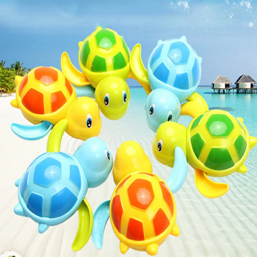 Newborn Cute Cartoon Animal Tortoise Baby Bath Toy Infant Swim Turtle