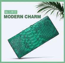 2016 New100% Genuine/Real python skin leather long size women wallets and purse + Free shipping, Green, Blue, Yellow, Purple