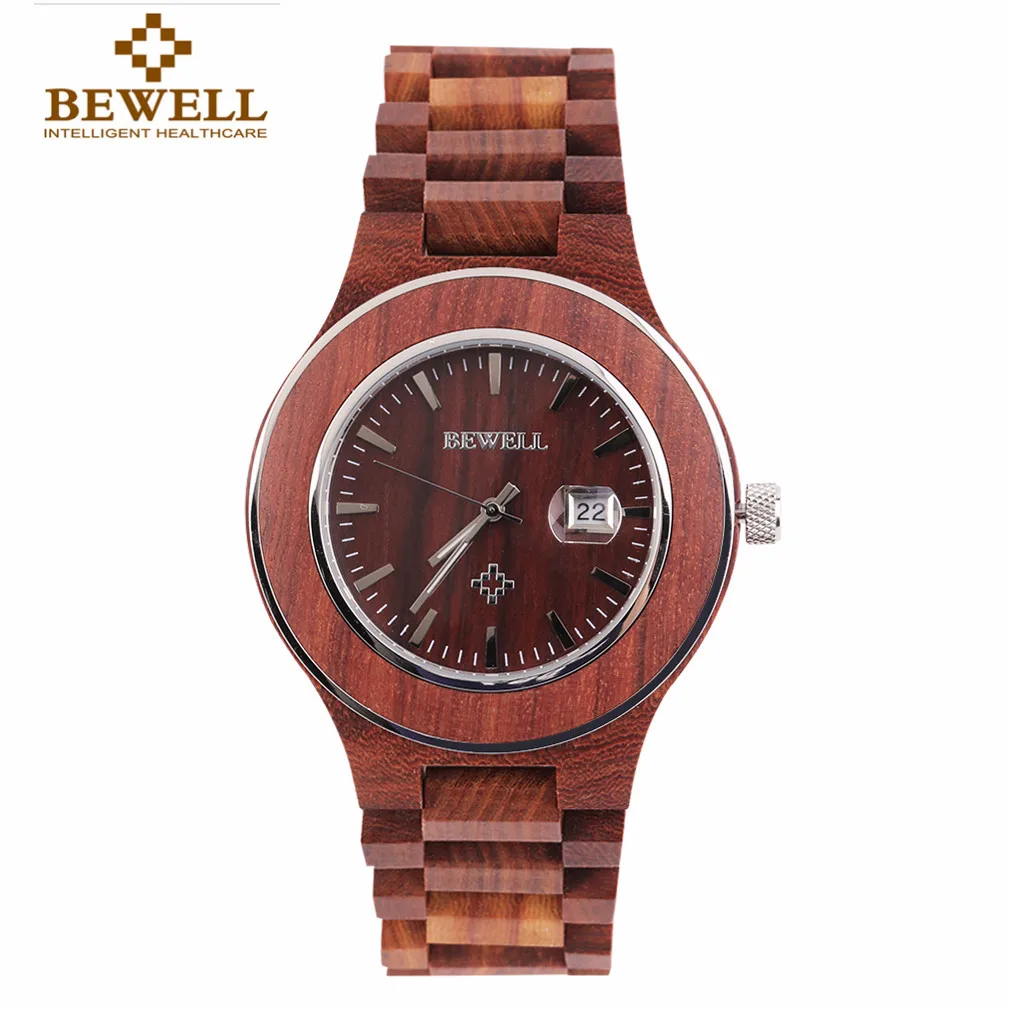 

BEWELL Waterproof Wood Watch Mens Clock Zebra Stripes Bamboo Time Maker Steel Trim Dial Pure Wood Strap Quartz luxury Wristwatch