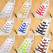 1 пара полукруглых резиновых ботинок на плоской подошве, шнурки, растягивающиеся, без шнуровки, без шнурков, без шнурков, плоские кроссовки, шнурки, безопасные шнурки