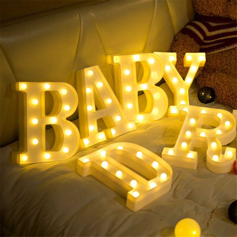 

LED Letters Lamp Home Decorative light Battery Powered Alphabet Atmosphere lights Table decoration Standing or Hanging For party