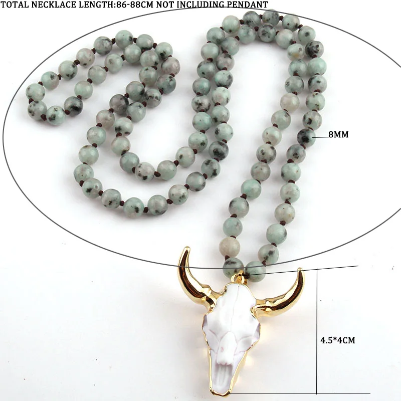Модное богемное этническое ювелирное изделие Sem Stone завязанное и ожерелье с подвеской в форме рога для женщин этническое ожерелье