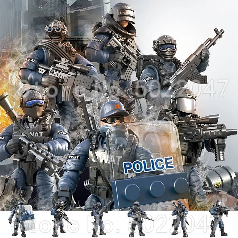 

Military Figures Special Police Force City Building Blocks Army Set Modern Weapons Assemble Model Moc Give Boy Toys Legoinglys