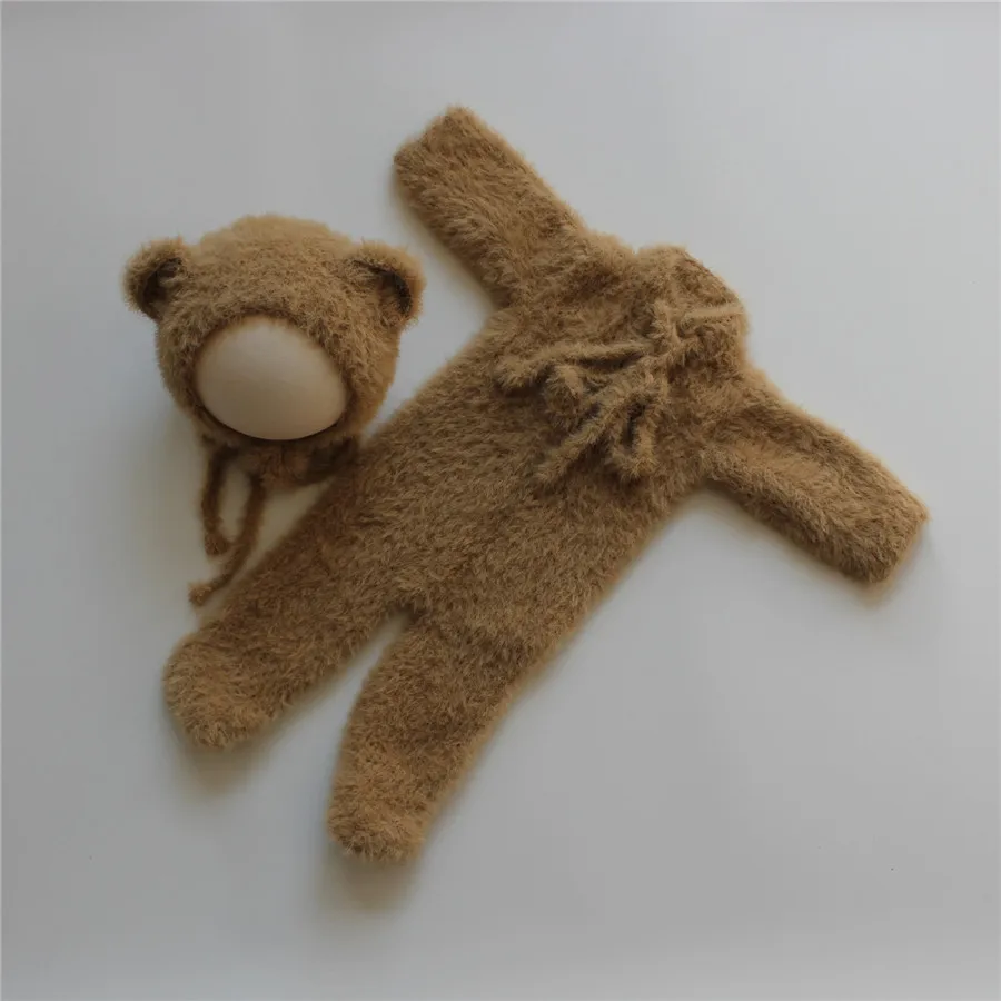 

Newborn Furry Bear Outfit Newborn Footed Romper Newborn Photo Prop Newborn Bear Hooded Onesie