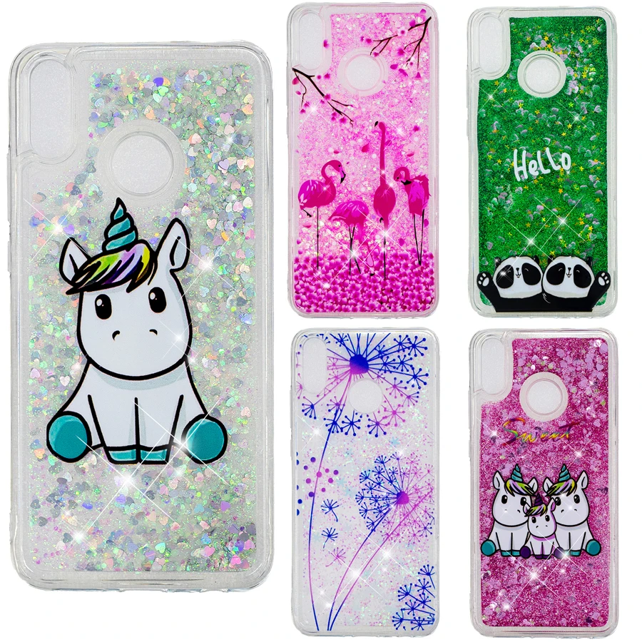 

Flamingo Unicorn Quicksand case For Huawei Y6 2019 case For Huawei honor 8A Huawei Y 6 Y6 2019 Liquid Glitter Soft cases covers