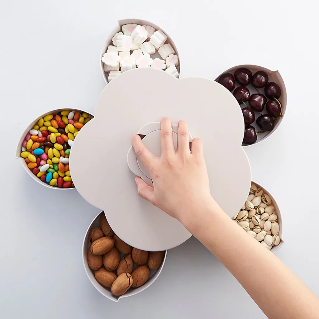 

Bloom Rotating Snack Box Flower Design Candy Food Storage Box Jewelry Organizer kitchen organizer and storage containers
