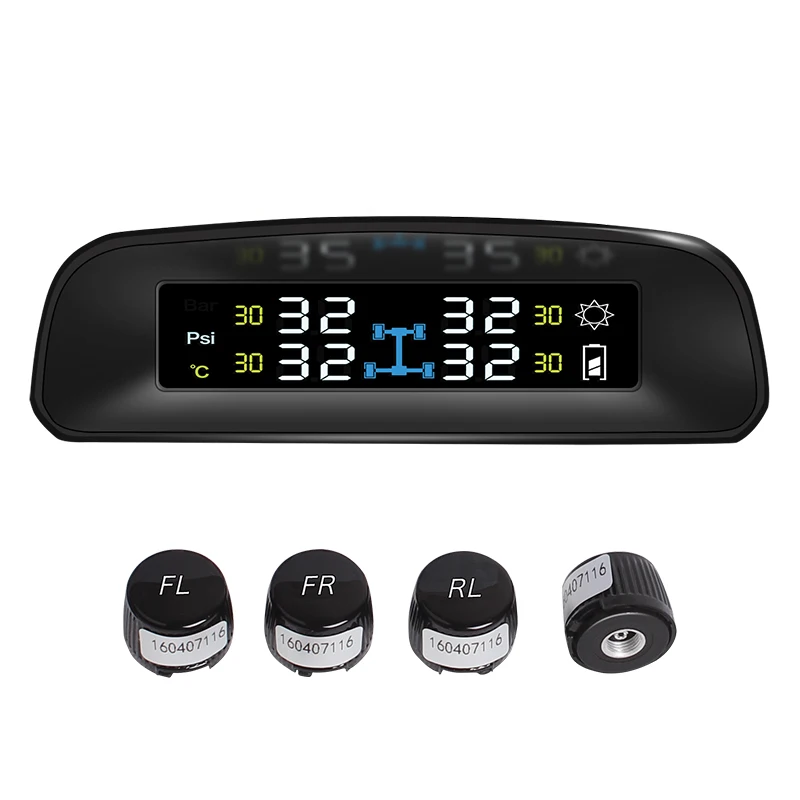 

PA LED 1 SET x High Quality Car Dual Power Solar Tire Pressure Monitoring System TPMS Expedited Shipping