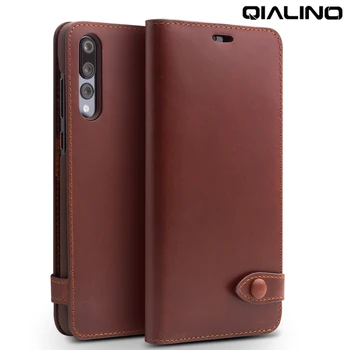 

QIALINO Magnetic Genuine Leather Cover for Huawei P20 Pro Flip Wallet Case for Huawei P20 Ultrathin Vintage Business Cards Bag
