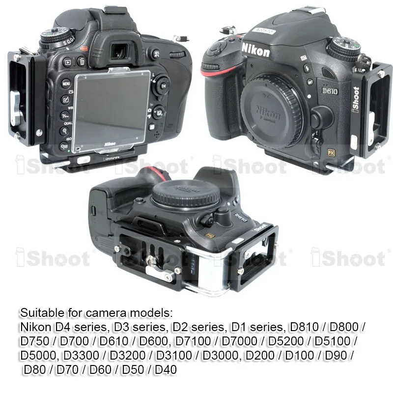 L Вертикальная пластина быстрого крепления для камеры держатель для Nikon D810 D800 D750 D700 D610 D600 Батарейная ручка Штатив Шаровые Головки