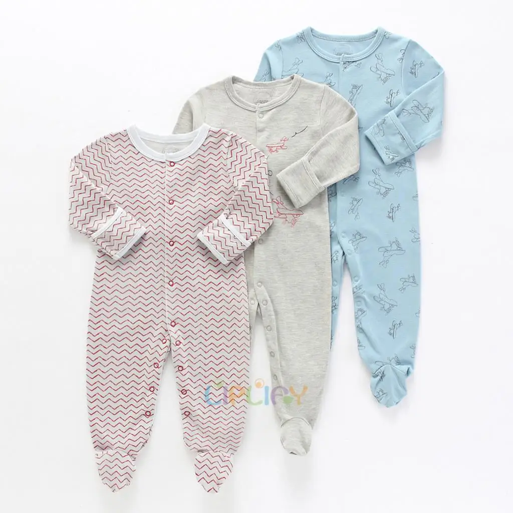 3Pcs/Pack Baby Boys Girls Cotton Rompers Set Newborn Sleepsuit Infant Long Sleeve cartoon Jumpsuit Baby Pajamas 0-12Months - Цвет: 8