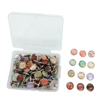 

120Pcs Pattern Metal Epoxy Pushpins Office Supplies Diy Photo Album Decoration Scrapbooking Craft Supplies Embellishment Brads